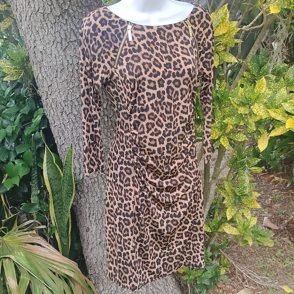 Michael Kors Leopard Print Midi Dress - Picture 1 of 6